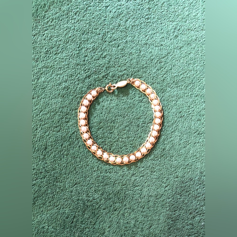 Vintage Napier Faux Pearl Necklace and Bracelet w/Intertwined Chains - Picture 7 of 13